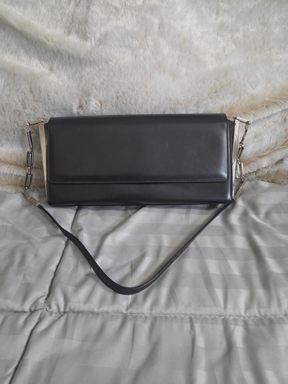 Salvatore Ferragamo Black Leather Shoulder Bag